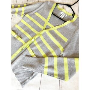 Rachel Zoe striped gray/neon yellow/green cardigan NWT